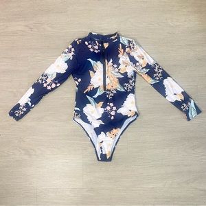 Floral Long Sleeve One Piece Bathing Suit